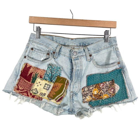Levi's Pants - Levis 501 colorful patch work cut off button fly shorts sz 30